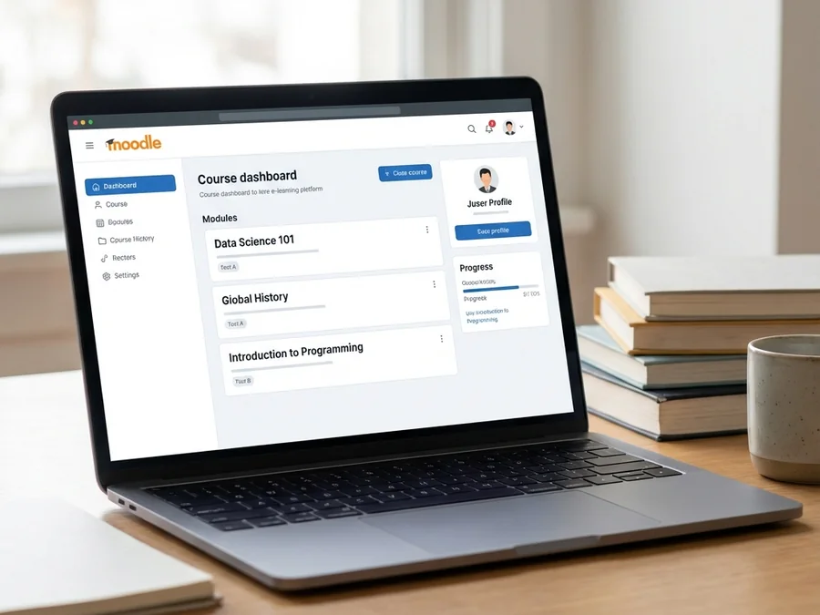 Plataforma Moodle visualizada en un computador